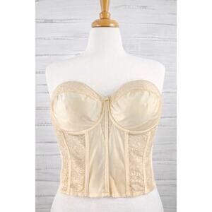 Dominique Strapless Longline Bustier Corset 48D Ivory Lace Bridal